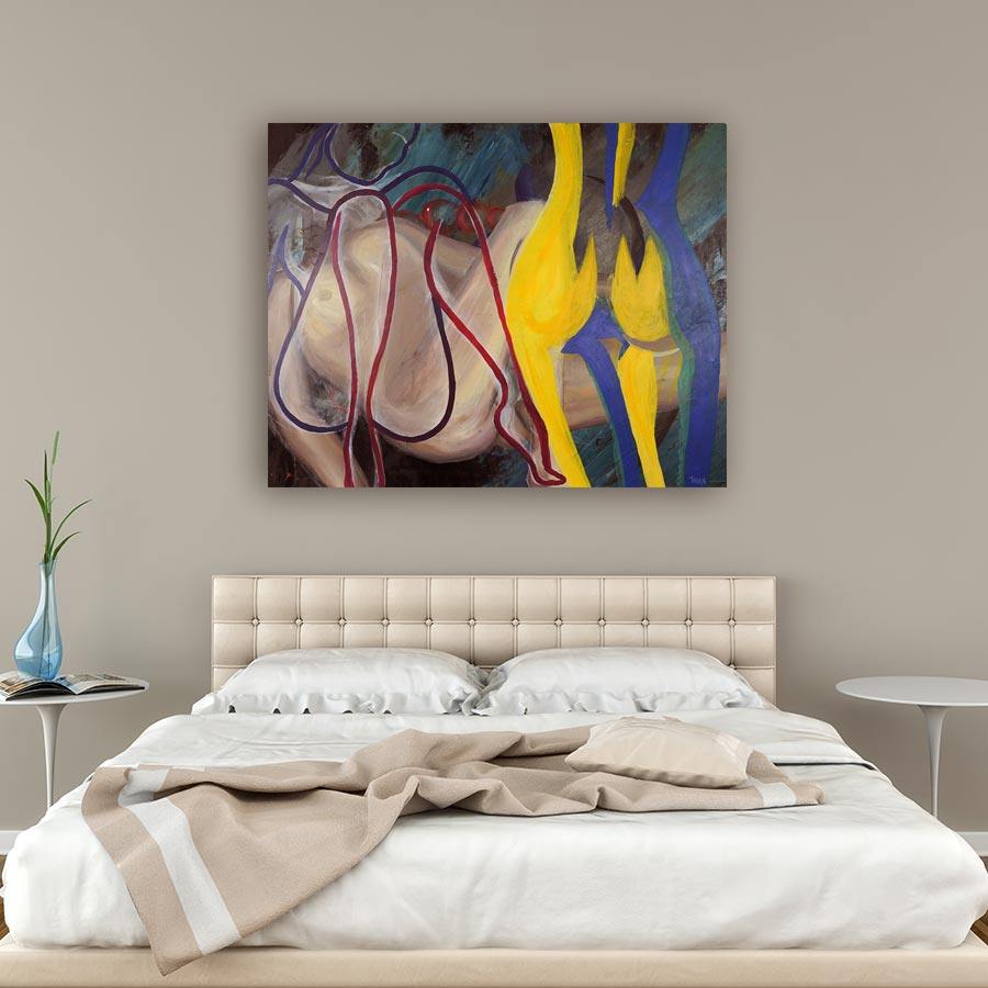 Modern art painting by Tanja Groos titled Sea in room setting