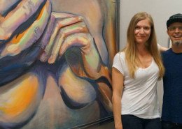 Art exhibition with artist Tanja Groos and attendee