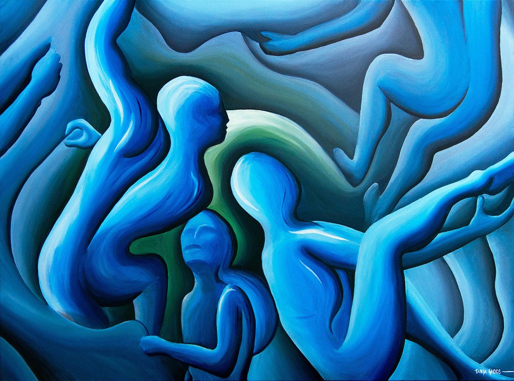 Rock climbing inspired painting Ascent by artist Tanja Groos