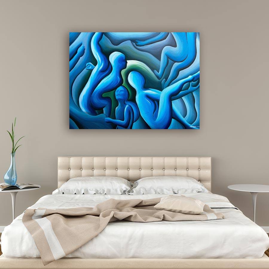 Modern art painting by Tanja Groos titled Ascent in room setting