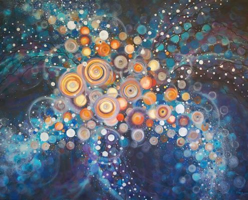 Celestial Oceans mixed media painting on commission by artist Tanja Groos