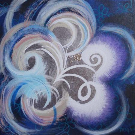 Mixed media painting by Tanja Groos titled Flower Waves.