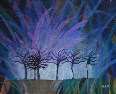 Forest Echo Night, painting by Tanja Groos