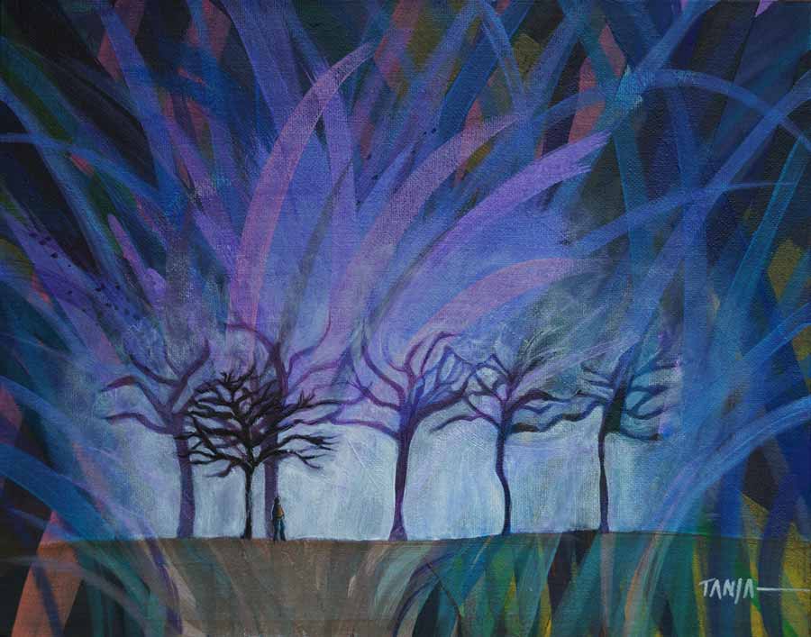 Forest Echo Night, painting by Tanja Groos