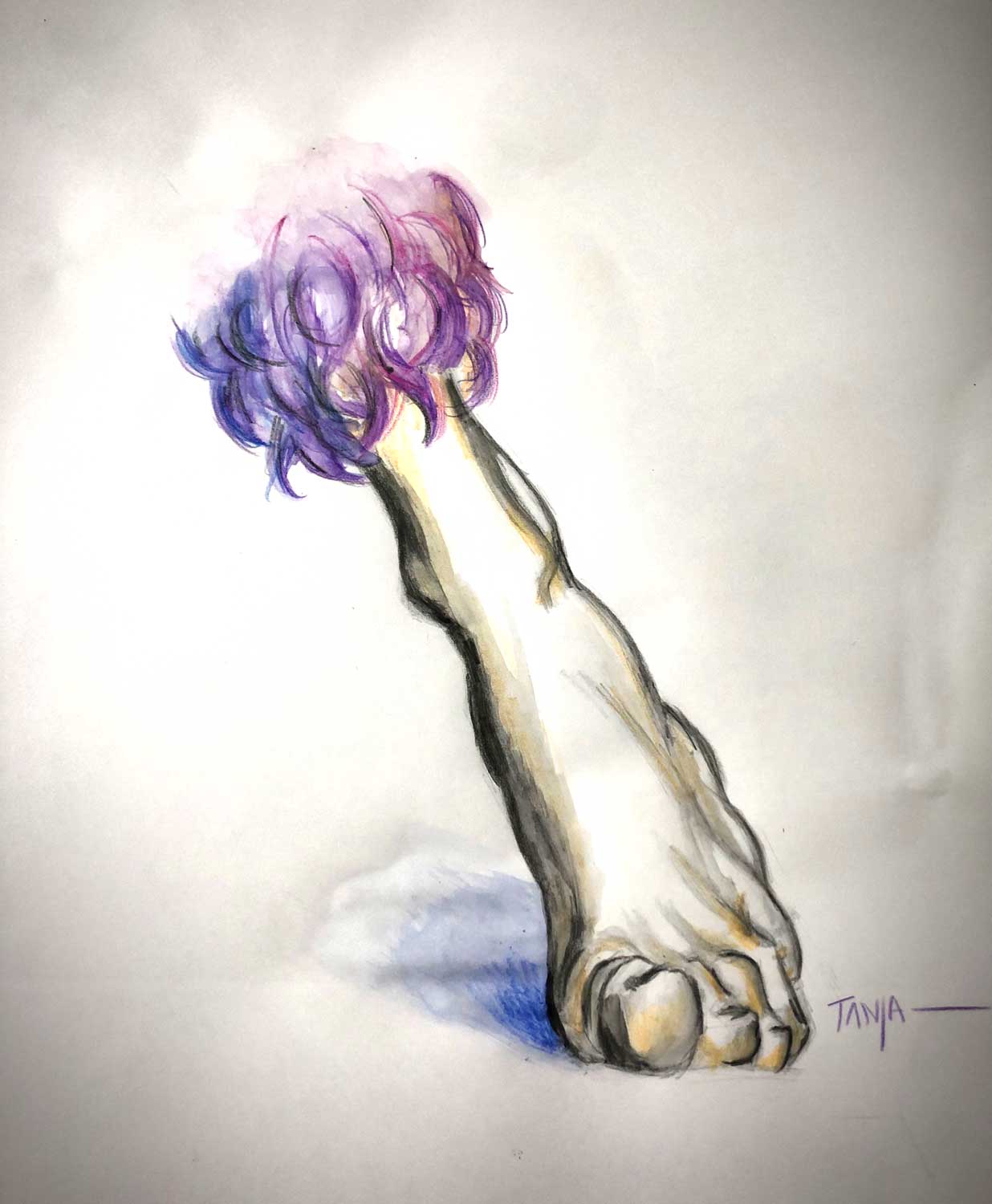 Fancy Foot, a mixed media painting from the Creature Doodles series by fine artist Tanja Groos.